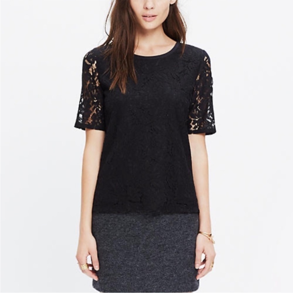 Madewell Black Lace Refined Blouse
